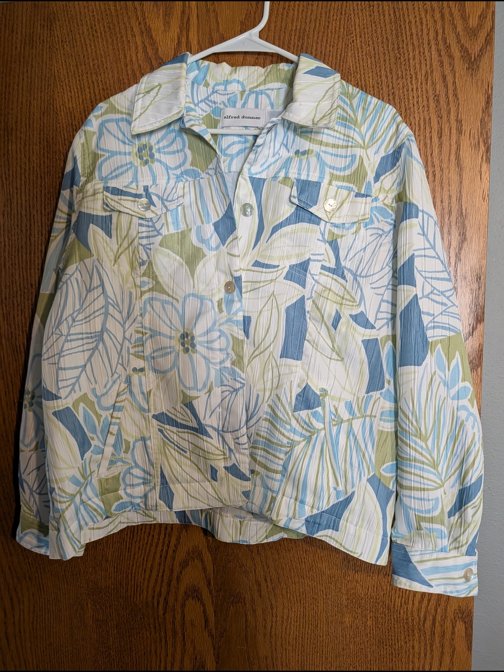 Alfred Dunner Floral Button-Front Jacket in Blue & Green